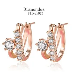 ピアス レディース シルバー925 キュービックジルコニア ハーフリング フープループ 2連式 送料無料 アレルギー#cupload37916