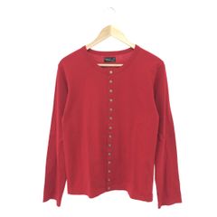 agnes b. homme アニエスベーオム  長袖カーディガン サイズ:2 2109-9645 レッド コットン100％ メンズ スナップボタン　240002222810