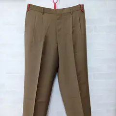 パンツ スラックス メンズ 古着 センタープレス タック サイズM ブラウン（あ-173,エ-1）