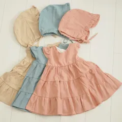 パステルカラーワンピースと帽子の2点セット