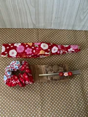 和風小物　ハンドメイド　ヘアアクセサリー３点セット② ヘアバンド・シュシュ・ヘアクリップ