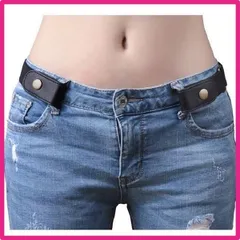 01 ブラック＋ゴールドボタン_M [ジャスグッド] ベルト レディース メンズ ゴムベルト 男女兼用 ノーバックルベルト 裏技ベルト フリーサイズ おしゃれ カジュアル トイレ楽々 大きいサイズ ブラック