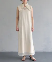 【&g'aime／アンジェム】シアーレイヤードワンピース アイボリー 結婚式 二次会 パーティードレス