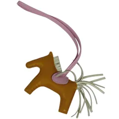 エルメス HERMES ロデオ PM  チャーム ストラップ バッグチャーム レザー ブラウン ピンク レディース 【中古】