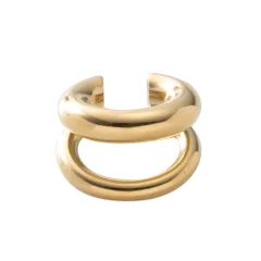 【ゴールド × ワンサイズ】[Cream dot. クリームドット公式] イヤーカフ レディース ステンレス製 イヤーカフ 金属アレルギー つけっぱなし サージカルステンレス ダブルライン 2連 レイヤード風 メタル 艶 片耳用 大人