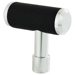 新品 Lunsom プッシュ式 シフトノブ メタル ギアシフトレバー シフトノブ T型 マニュアル車に適用します (黒と銀)