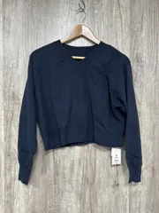 美品 NATURAL BEAUTY BASIC ナチュラルビューティーベーシック シンプル モノトーン ワイド幅 ニット セーター sizeM/濃紺 ◆■◎レディース