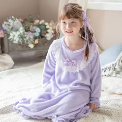 【ライラック】ふわふわフリースネグリジェ TAK キッズ キャサリンコテージ