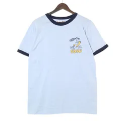 80年代 USA製 Champion チャンピオン リンガーＴシャツ カレッジ ライトブルー (メンズ XL) 中古 古着 A4255