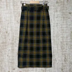 LOWRYS FARM ローリーズファーム　レディース　スカート　タイトスカート　ロング　ミモレ丈　布ベルト付き　バックスリット　ウエストゴム　チェック柄　イエロー　ブラック　カジュアル　オシャレ　s349h269
