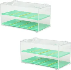 TKY ケース ミニカーケース 収納 2段 クリアケース コレクション 透明(透明,  2個セット)