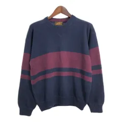 90年代 Eddie Bauer エディーバウアー コットン ニット セーター アウトドア ライン ネイビー (メンズ M) 中古 古着 R6969