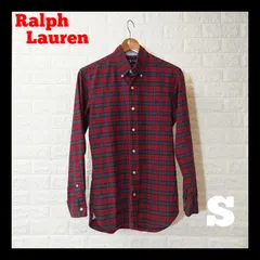 ラルフローレン　長袖シャツ　赤　S　古着　アメカジ　刺繍　ロゴ　チェック