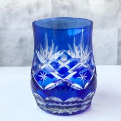 切子グラス ガラス コップ 青 藍彩 ブルー 冷茶 ロックグラス 冷酒