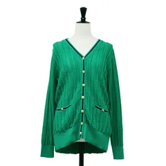 ANAYI アナイ カーディガン グリーン サイズ:36(S) / 23春夏 変形 ケーブル ロングカーディガン / ニット 長袖 Vネック メタルボタン コットン ナイロン / トップス【レディース】【中古】