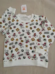 スーパーマリオ 　総柄　裏毛　長袖トレーナー　ER8931　アイボリー　110cm/120cm/130cm