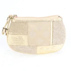 美品 コーチ パッチワーク シグネチャー オプアート レザー コインケース 小銭入れ コンパクト ウォレット レディース RUE CL15-1【中古】