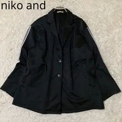 ニコアンド　テーラードジャケット　トラックライン　スポーティ　ジャージ　ストレッチ　ポリエステル　ゆったり　ポケット　カジュアル　大人女子　ブラック　Fサイズ