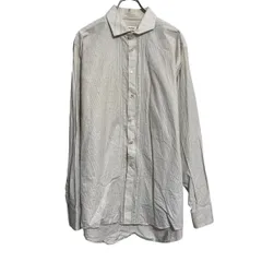 Calvin Klein 長袖 ストライプシャツ カルバンクライン XL~ ホワイト ビッグサイズ 古着卸 アメリカ仕入 a702-6426のサムネイル