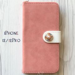 iPhone12 iPhone12pro 手帳型★スエード調 ピンク パール