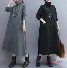 ワンピース レディース 40代 秋冬 ロングワンピース ニット 無地 ゆったり タートルネック 体型カバー ミモレ 通勤 おしゃれ 着痩せ 秋 冬 長袖 大きいサイズ vii4w777451