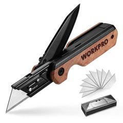 新品 WORKPRO 折りたたみナイフ ユーティリティナイフ フォールディングナイフ カッターナイフ サバイバルナイフ 2-in-1 木製ハンドル 黒染め処理 アウトドア DIY 登山 キャンプ 防災