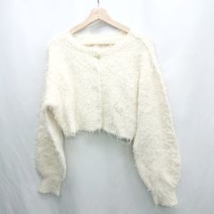 ◇ ⊇ Olu ウール混合 長袖 シャギーニットカーディガン サイズF オフホワイト レディース E 【1501230007221】