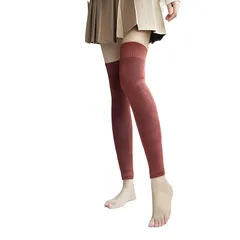 [YOUMMY] レッグウォーマー レディース ロング 冷え対策 ゆったり 抗菌消臭 吸湿性 通気性 ウール混 リブ編み ルーズソックス 指なし ソックス 通学 通勤 ハイソックス 冷房対策 温活 (52-55ＣＭ, キャラメル)