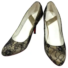 【美品】ダイアナ (23) パンプス レース アーモンドトゥ ハイヒール レース レッドソール 希少デザイン