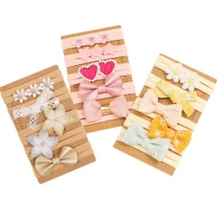 【特価セール】服 ヘアアクセサリー 女の子 女児用 ドレス ヘッドバンド 5点セット ヘアバンド (MB2522 ベビー ピンク系)