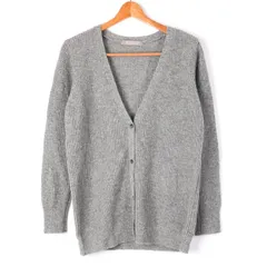 ユナイテッドアローズ カーディガン ニット 長袖 Vネック ウール混 無地 トップス M相当 レディース グレー UNITED ARROWS 【中古】