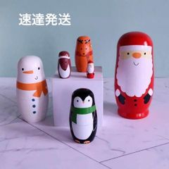 マトリョーシカ 6個組 クリスマス サンタ 飾り インテリア Xmas 木製