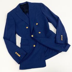 45e9 DURBAN ダーバン Loro Piana ロロピアーナ サマーウール 背抜き 金ボタン 紺ブレ ダブルブレスト ピークド ブレザー テーラードジャケット サイズAB4 ネイビー メンズ 春夏