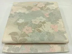 平和屋着物＊夏物 六通柄袋帯 唐織 扇面花文 いざよい 銀糸 正絹