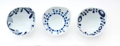 西日本陶器 食器 器 鉢 ボウル セット 3個 とんすい 有田焼 持ち易い絵変りボウル 3柄組 約径13.5×最大幅14.3×高7.3㎝ 白、紺、黄 20327284
