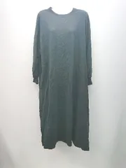 ◇ Samansa Mos2 blue ハーフボタン　カジュアル シンプル 長袖 ロング丈 ワンピース サイズF ブラック レディース E  【1308290055595】