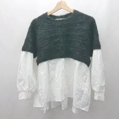 ◇ ⊂ Jena espace merveilleux ジェナ 異素材ドッキング 長袖 ブラウス カットソー サイズF ブラック系 レディース E  【1503050042642】のサムネイル