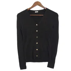 IENA イエナ 秋冬 ウール100％★ リブ ニット カーディガン Sz.F レディース 黒