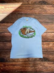 【 80's USA製 】アライグマ　アニマルTシャツ　SCREEN STARS　シングルステッチ　水色
