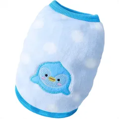 犬 服 秋 冬 ふわふわモコモコフリースベスト ノースリーブ部屋着 可愛い ワンコ服 ペットウェア ドッグウェア 猫服 格好いい 小型犬 中型犬 ⑮ライトブルー×ペンギン
