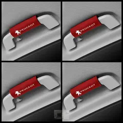 プジョー PEUGEOT ルーフハンドル保護カバー 車グリップカバー ルーフハンドル装飾 取っ手カバー キズ防止 4個セット レッド