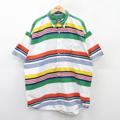 XL/古着 ラルフローレン チャップス 半袖 ブランド シャツ メンズ 90s ワンポイントロゴ 大きいサイズ ロング丈 コットン ボタンダウン 白