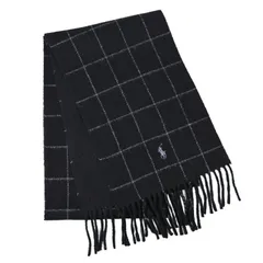 ポロ ラルフローレン POLO RALPH LAUREN マフラー リバーシブル ウインドウペイン柄 メンズ レディース 男女兼用 ブラック PC0743 001