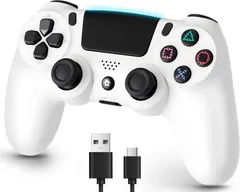 ps4コントローラー 連射機能 6軸ジャイロセンサー Bluetoooth5.4 無線 1000mAh 16時間連続使用 人体工学設計 イヤホンジャック付き ワイヤレスコントローラー P3/P4/P4 Pro/Slim/PC対応 WHITE/BLACK