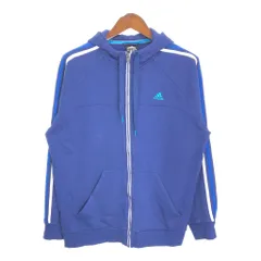 adidas アディダス スウェット フルジップ パーカー スポーツ ブルー (メンズ L) 中古 古着 S2515