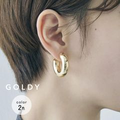 【即納】パイプ ライン フープ ピアス GOLDY ゴールディ 1240708 goldy アクセサリー レディース 女性  チタンポスト アレルギーフリー goldy ピアス ゴールディ ピアス 耳飾り メタル シルバー ゴールド 新品 正規品