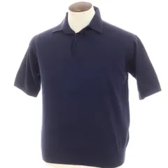 【中古】ランバンコレクション LANVIN COLLECTION ハイゲージ コットン 半袖 ポロニット ネイビー【サイズ48】【メンズ】のサムネイル