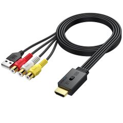 RCA to HDMI 変換 コンバーター 16:9/4:3スイッチ av to hdmi 変換 コンバーター 720P/1080P変換 3色端子