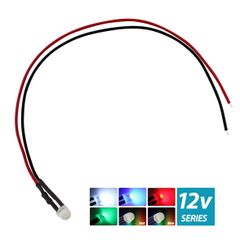 LED 4.8mm 帽子型 12V 抵抗付き 乳白色レンズ ケーブル18cm 10個