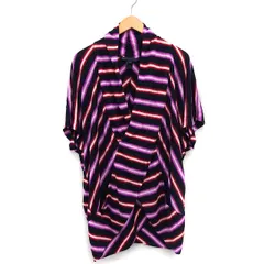 マークバイマークジェイコブス MARC by MARC JACOBS 国内正規品 チュニック カットソー ストライプ 柄 フロントクロス ロングテール ドルマンスリーブ 五分袖 Vネック リネン 麻 S ブラック 黒 /HT5のサムネイル